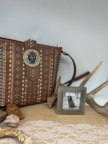 Montana West Light Brown Purse With Buffalo Buckle With silver gems