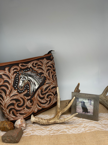 Montana West Conceal and Carry Brown Purse with Horse